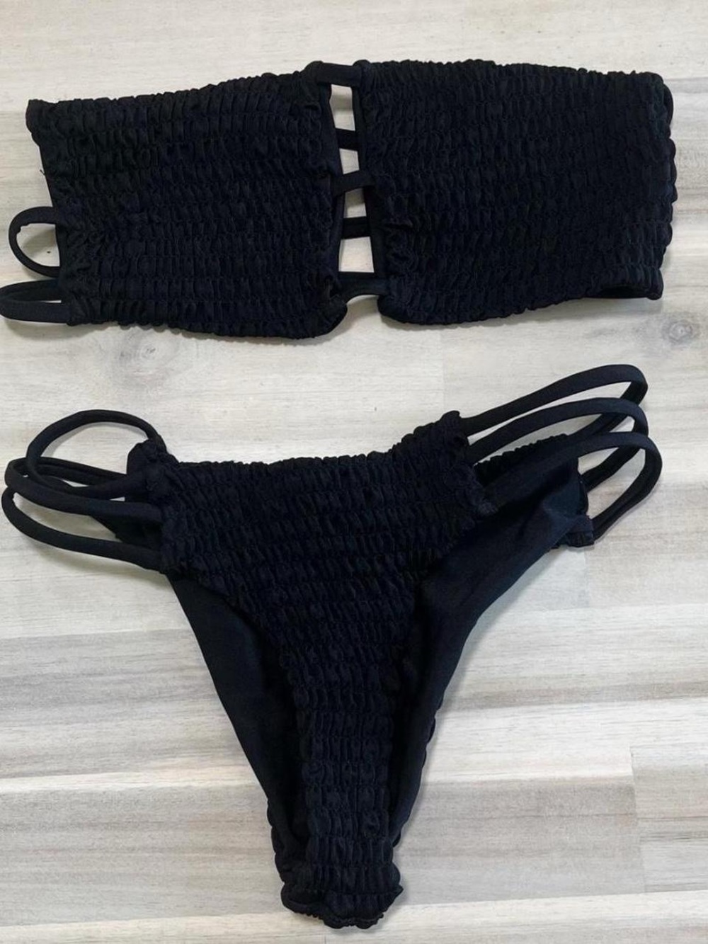 Indah Black Strappy Cutout Bandeau Bikini - Picture 5 of 6